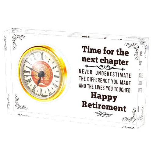BdayPtion Retirement Plaque Christmas Coworker Gifts for Women Men, Xmas Holiday Retired Farewell Leaving Goodbye Going Away Gift for Colleague Boss Teacher Nurse, Happy Retirement Acrylic Decoration Plaque