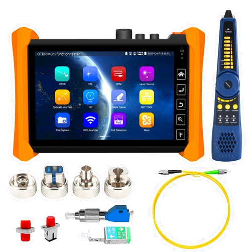 WANLUTECH Optical Fiber Tester, WANLUTECH 1310/1550nm 28/26dB 7 inches Touchscreen OTDR Tester Built-in VFL OPM LS(Light Source) Event Map OLT (Optical Loss Test) Functions RJ45 Cable Tester Network Tools