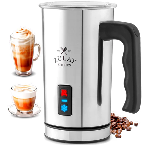 Zulay Kitchen Zulay 4-in-1 Milk Frother and Steamer - Automatic Hot and Cold Foam Maker with Auto Shut Off & Temperature Control for Coffee, Latte, Cappuccino, Hot Chocolate - Silver