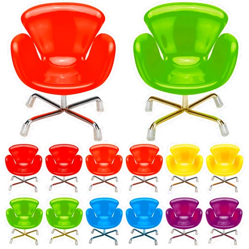 Sosation 12 Pieces 1:6 Scale Dollhouse Miniature Plastic Chair Colorful Miniature Chair Dollhouse Furniture DIY Mini Armchair Backrest Swivel Egg Chairs for Dolls Accessories Decoration, 6 Colors