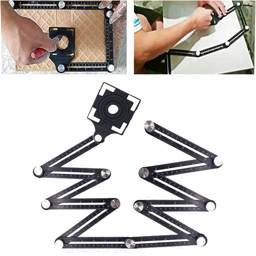 BAWAQAF Multi-angle measuring ruler,Multi Angle Tool,12-Sided Angle Measurement,With 5 holes positioning template,Opening Hole angle template tool,Upgraded Aluminum Alloy Ruler,Craftsmen, Carpenters 12 sections-5 holes
