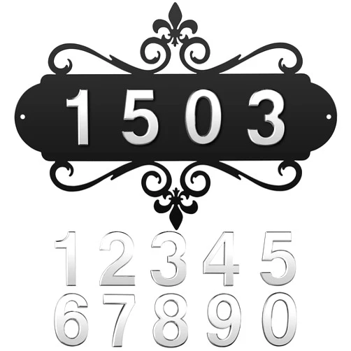 Moxweyeni House Address Plaques Metal Address Sign Outside House Address Number Mailbox Number Sign for House Home Hotel Office Garden Decorative Wall Plaque(Delicate Style)