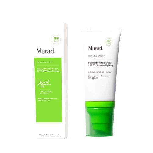Murad Superactive Wrinkle-Fighting Moisturizer SPF 50 - Bio-Retinoid Ultra Sheer Facial Sunscreen Gently Targets Fine Lines and Wrinkles With Aging Protection From UVB/UVA - 1.7Fl Oz
