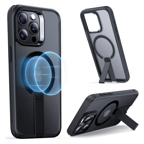 ESR for iPhone 15 Pro Max Case,Compatible with MagSafe,Fully Adjustable Flickstand,Military-Grade Drop Protection,Slim Back Cover with Patented Kickstand, Boost Series,Frosted Black