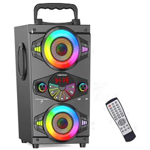 TOMPROAD Portable Bluetooth Speakers 60W Big Powerful Wireless Stereo Sound Boombox Home Party Bluetooth Speaker with Subwoofer, FM Radio, LED Colorful Lights, Microphone (A52USN-1)