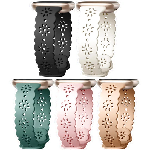 IMIVIO Hollow-out Bands Compatible with Versa 4 Bands for Women, Breathable Replacement Band Compatible with Fitbit Versa 3 Bands, Floral Wristband Strap compatible with Fitbit Sense/Sense 2 Band