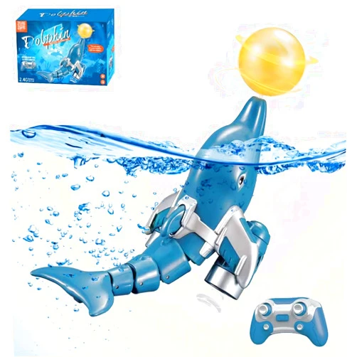 GoolRC Remote Control Dolphin, 2.4GHz High Simulation RC Dolphin Boat for Lake River & Pool, Great Gift RC Boat with Dolphin Head Ball Rotation for Teens