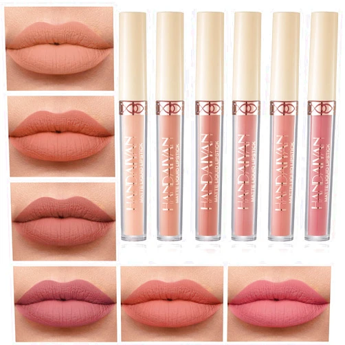 IONSGAKO 6 Colors Matte Nude Lipstick Set Liquid Lipstick Velvet Lip Gloss Lip Stain Long Lasting Waterproof Nude Pink Lipstick Set for Women Lip Makeup (SET-B)