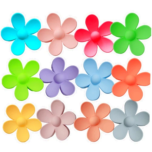 MLMOMVME 12 Pcs Flower Claw Clip Large Flower Hair Clip Matte Thick Cute Hair Claw Clip for Women Girls Hair Accessories by MLMOMVME (Bright Colorful color)