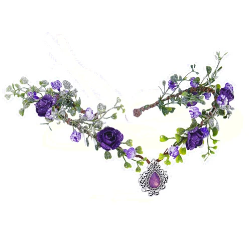 MOSTORY Purple Flower Headpiece - Fairy Floral Crown Woodland Elf Headband Forest Wreath Elven Tiara for Renaissance Cosplay Christmas Wedding Party Bridal Women Girls