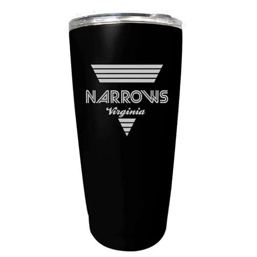 R and R Imports Narrows Virginia Souvenir 16 oz Black Stainless Steel Tumbler Retro Design
