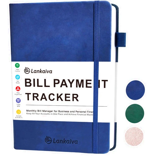 Lankaiva Bill Tracker Notebook - Budget Planner and Monthly Bill Organizer for Expense Tracker Notebook with 2280 Billing Records- Bill Payment Tracker with Checklist for Monthly Payments and Savings, Blue