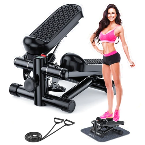 KitGody Steppers for Exercise at Home, KitGody Mini Stepper with Resistance Bands, Portable Stair Stepper for Home 330LBS Capacity, Adjustable Height Fitness Stepper Machine