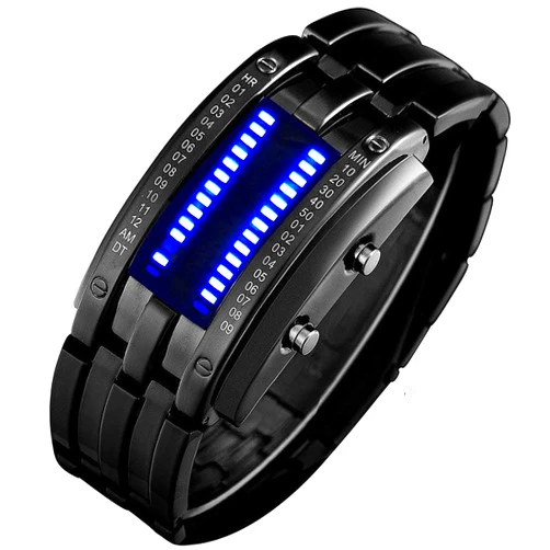 Gosasa Wrist Watches Men's LED Digital Watch Fashion Classic Waterproof Stainless Steel Watches Black