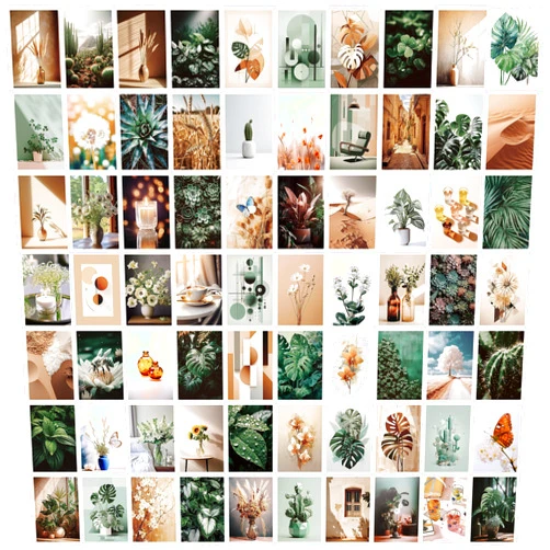 LIIGEMI 70PCS Botanical Wall Collage Kit Aesthetic Pictures, Photo collage kit, Bedroom Decor for Teen Girls, VSCO Girls Bedroom Decor, Aesthetic Posters，70 Set 4x6 Inch (Green)