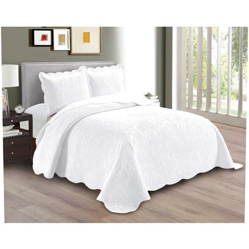 Linen Plus Embossed Coverlet Bedspread Set Oversized Solid White King/California King Bed Cover Bedding New # Dana