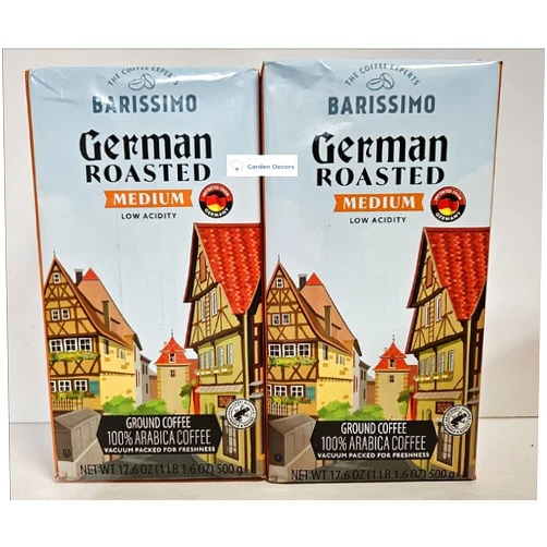 Generic German Barissimo Low Acidity Medium Roasted Ground Coffee 17.6oz 500g (Two Packs)