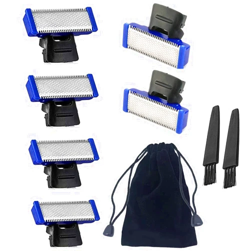 INVODA Shaver Replacement Head for Solo Electric Shaver Trimmer Head Men's Rechargeable Full Body Hair Trimmer Blade Replacement Cutter Head (6 Piece+2 Brushes+Bag)