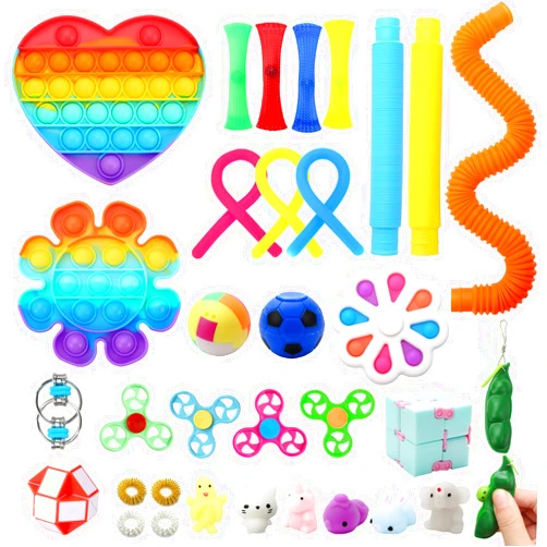 Spolux Fidget Simple Fidget Pack, 35pcs Fidget Toys Set with Popping Fidget Sensory Toys for Kids and Adults Simple Fidget Stress Relief Kit Gift for Party Classroom Christmas Stocking