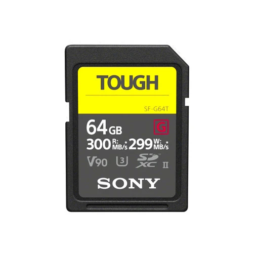 Sony TOUGH-G series SDXC UHS-II Card 64GB, V90, CL10, U3, Max R300MB/S, W299MB/S (SF-G64T/T1), Black