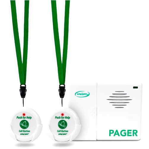 Smart Caregiver Corporation Smart Caregiver Pager System with 2 Call Buttons for Elderly Assistance, Fall Prevention, and Nurse Calling | Wearable Wireless Pager for Patient Help at Home | USA-Based Company and Customer Support
