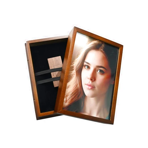 LXSINO Wood USB Flash Drive Box - Fit 4x6'' Photo (Without USB Stick)