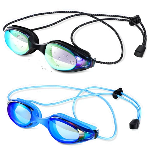 Tellegloww 2 Pcs Swim Goggles for Lap Bungee Strap Swimming Goggles Men Women Adult Clear Vision Anti UV Goggles