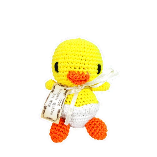 Perfly Petfly Dog Teeth Cleaning Cotton Crochet Squeaky Dog Toy for Small Dog - Baby Duck