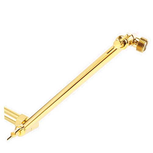 NearMoon Adjustable Shower Arm Universal Connection, Solid Brass Extension Arm, Adjust Angle to Upgrade Shower Experience, Easy to Install, Anti-leak (Chrome Gold)