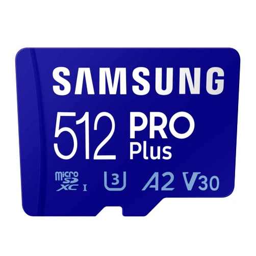 SAMSUNG PRO Plus microSD Memory Card + Adapter, 512GB microSDXC, Up to 180 MB/s, Full HD & 4K UHD, UHS I, C10, U3, V30, A2, for Android Smartphones, Tablets, GoPRO, and DJI Drone (MB MD512SA/AM)