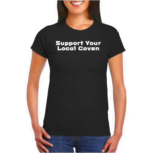 Harding Industries Support Your Local Coven - Women's Soft Graphic Junior Cut T-Shirt CP05 Black