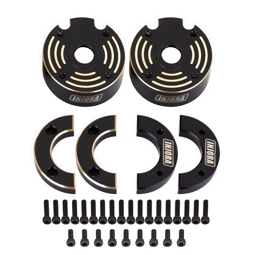 INJORA RC Heavy Brass Counterweight 2pcs Black Portal Drive Housing Steering for 1/10 RC Crawler Car TRX4 TRX6 Upgrade Parts,129g/pcs