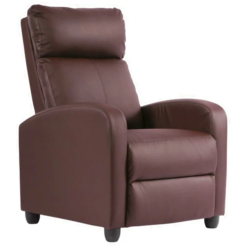 Dopinmin Recliner Chair for Living Room,Leather Single Sofa Furniture Home Theater Chairs Adjustable Modern Reclining Chair,Wooden Legs Armchair with Padded Seat Backrest,Brown