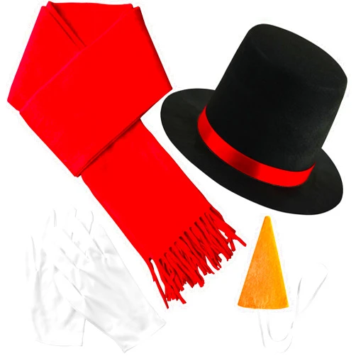 Woozettn Snowman Costume Kit with Hat,Scarf,Carrot Nose,Gloves,Winter Frosty Snowman Costume,Christmas Snowman Costume Accessories for Christmas Play Dress Up,Party Cosplay,Snowman Decorations