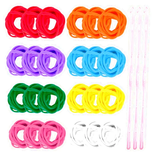 WXJ13 288 Pieces Loom Potholder Loops Weaving Loom Loops 7 Inch Weaving Craft Loops with 3 Pieces Crochet Hook for DIY Crafts Supplies