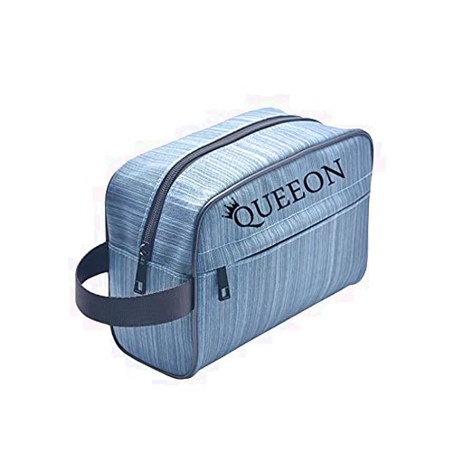 Queeon Large Cosmetic & Makeup Bag, Zippered Makeup Pouch for Women & Girls, Travel Cute Organizer Suitable for Purse, Versatile Bag with Multiple Compartments for Makeup (Small, Grey)