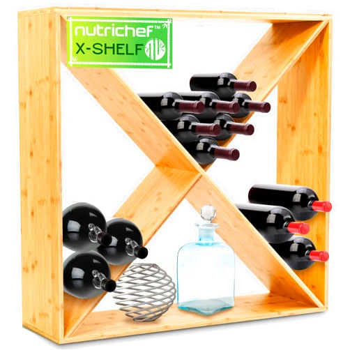 NutriChef 24 Bottle Wine X Rack Shelf Insert - Compatible with NutriChef Modular Wine Rack System - Fits Standard, Magnum and Oversize Size Bottles