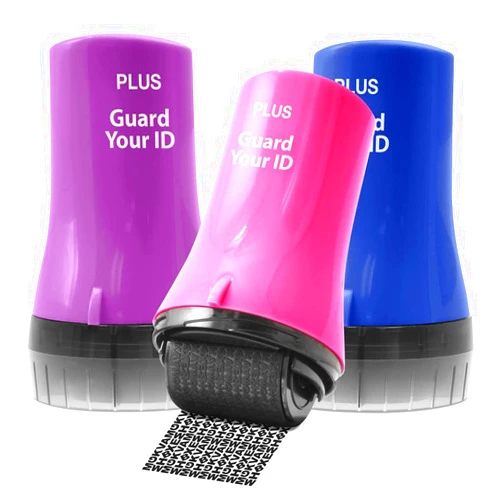 GYID Wide Advanced ID Roller Stamp by Guard Your ID, Privacy Protection and Identity Theft Prevention, As Seen on TV (3-Pack, Blue, Pink, Purple)