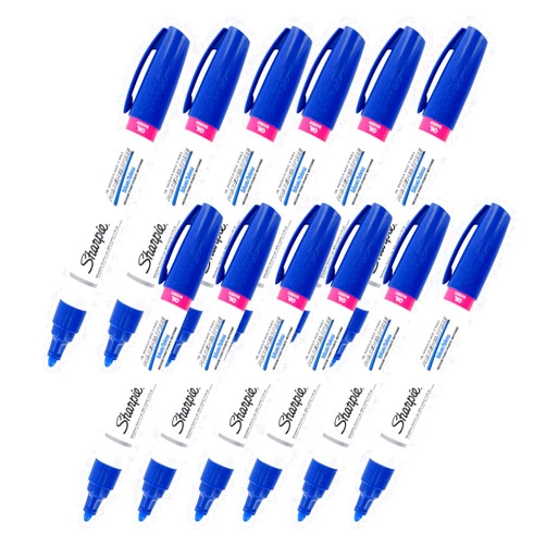 Sharpie Oil-Based Paint Marker, Medium Point, Blue Ink, Pack of 12