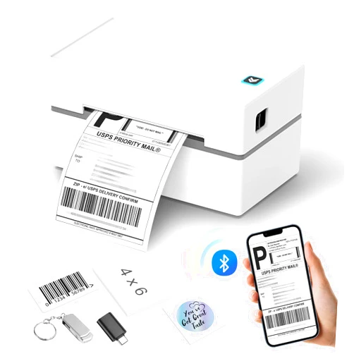 Anycash Bluetooth Thermal Shipping Label Printer, Wireless 4x6 Shipping Label Sticker Printer for Small Business and Office, Compatible with Android&iOS Windows, Used for Amazon, Shopify, Etsy USPS
