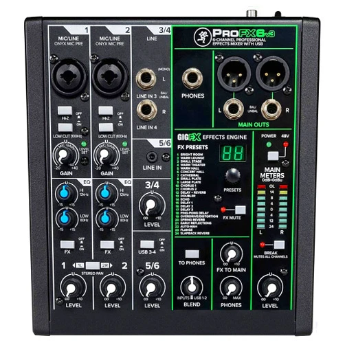 Mackie ProFX6v3 Mixer Number of Channels:6