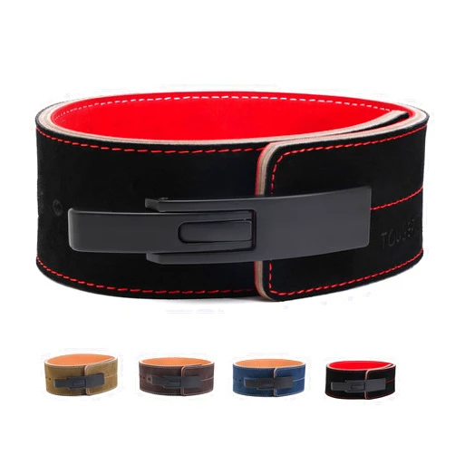TOUGERJOY 10MM Weight Power Lifting Leather Lever Pro Belt Gym Training Black-Weightlifting Belt for Men and Women – Support Back and Core During Heavy Powerlifting Deadlifts and Squats