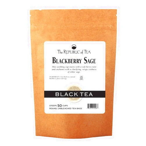 The Republic of Tea Blackberry Sage Black Tea, 50 Count, Gourmet Black Tea, Blackberry And Sage Blend