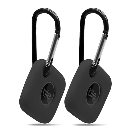 Seltureone (2 Pack) Seltureone Silicone Case Compatible for Tile Mate 2022 with Keychain, Anti-Scratch Lightweight Soft Protective Sleeve Skin Cover for Tile Mate Tracker 2022 (Device Not Included), Black