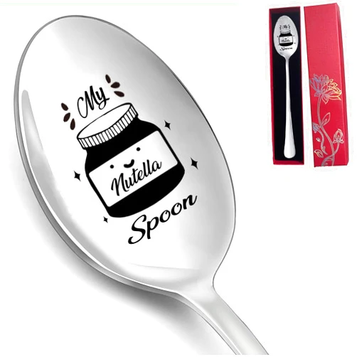 QIUHGZJX Nutella Engraved Stainless Steel Spoon - Funny Gifts for Women, Men, Dad, Mom, Nutella Lovers, Harry Potter Fans - Birthday, Christmas, Valentine's Day