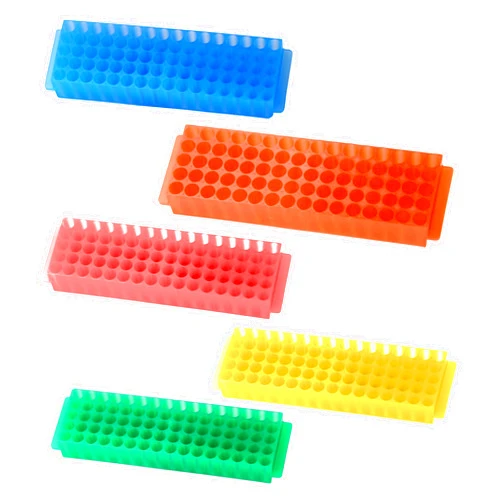 Bio Plas 0061 Assorted Polypropylene Microcentrifuge PCR Tube Rack, 80-Well, Pack of Five