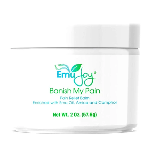 Emu Joy Banish My Pain Balm - Arnica Camphor & Emu Oil Concentrated Pain Relief Cream for Muscles Joints Neck Back Knees. Fast Acting Arthritis Pain & Fibromyalgia Relief Cream