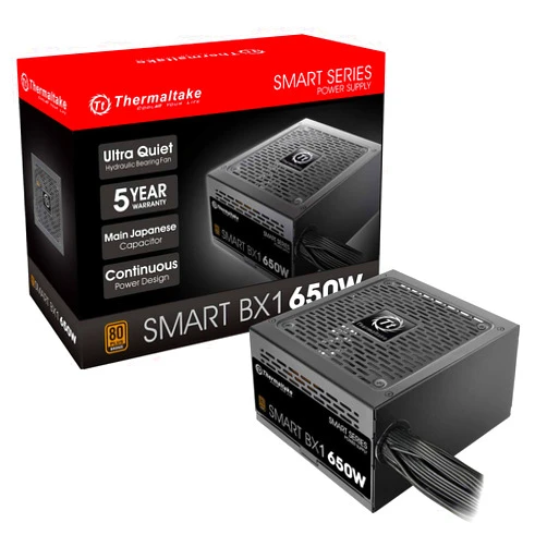 Thermaltake Smart BX1 650W Bronze SLI/ CrossFire Ready Continuous Power ATX12V V2.3/ EPS V2.92 80 Plus Bronze Certified 5 Year Warranty Non Modular Power Supply PS-SPD-0650NNFABU-1