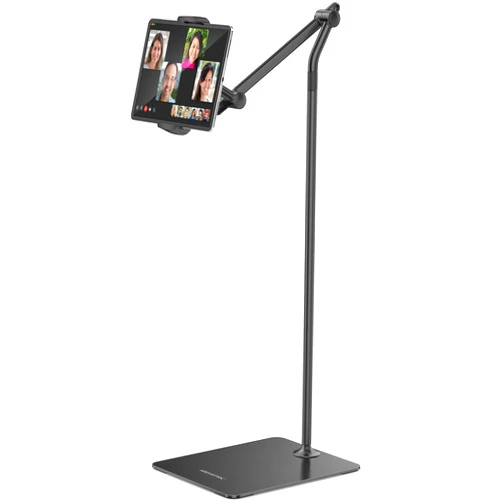 AboveTEK Tablet Floor Stand, Stylish Adjustable iPad Floor Stand, Aluminum 360° Rotation Tablet & Phone Holder for Sofa Bed, Compatible w/ 4.7