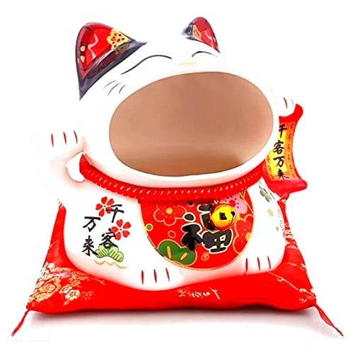 Lucky Cat Big Mouth Ornament Figurine Storage 8